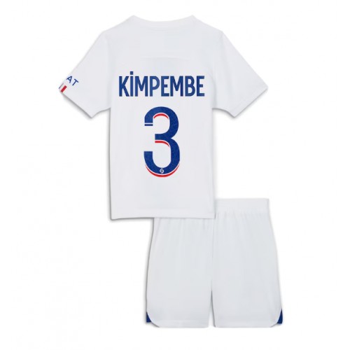 Fotballdrakt Barn Paris Saint-Germain Presnel Kimpembe #3 Bortedraktsett 2023-24 Kortermet (+ Korte bukser)